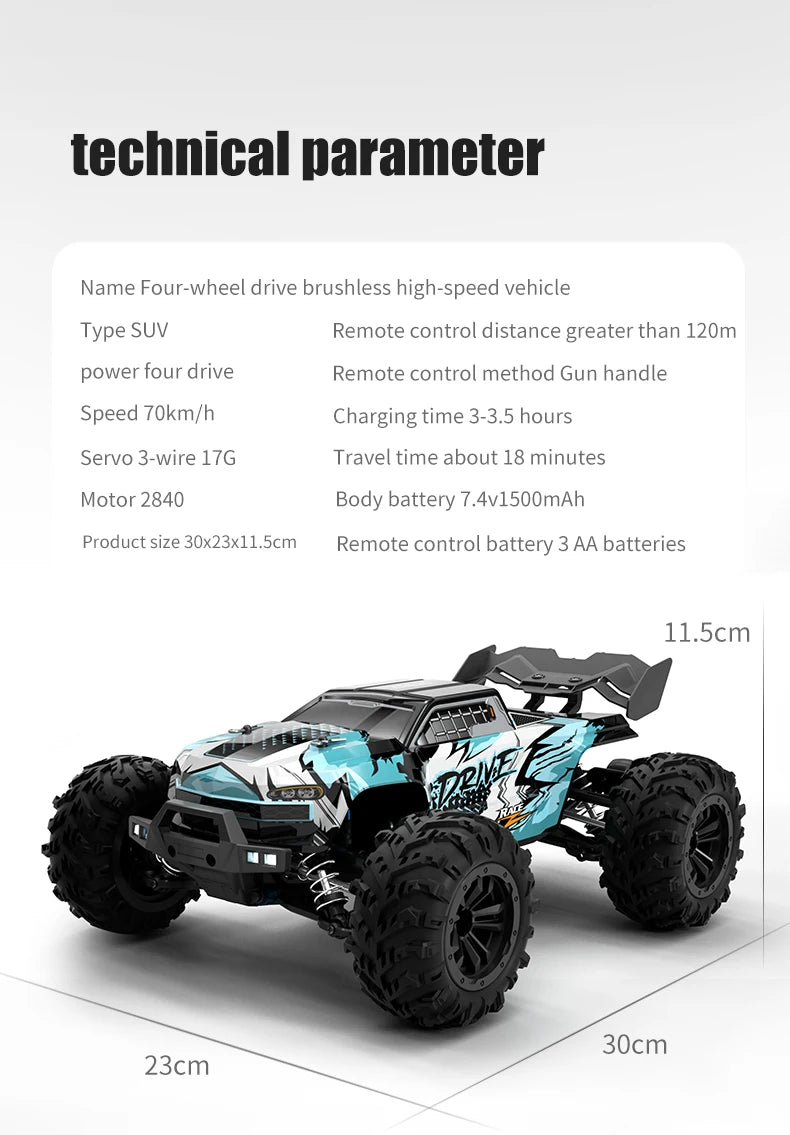 1/16 70KM/H or 50KM/H 4WD RC Car with LED Remote Control Cars High Speed Drift Monster Truck for Kids Vs Wltoys 144001 Toys