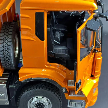 6x6 Metal RC Truck 1/14 RC Hydraulic Dump Truck CNC Metal Head Shell with Light and Sound System Metal RC Car Model Toy for Boys