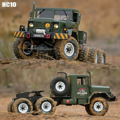 CROSSRC HC10 1/12 10x10 Electric Off-Road Military Truck, 2-Speed Dual Rear Tire RC Crawler RTR