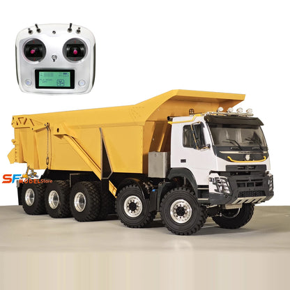JDM 219 RC Truck 1/14 10x10 Hydraulischer RC-Muldenkipper Metallmodell mit 3-Gang-Getriebe, Licht und Sound, ferngesteuertes Auto, Spielzeug für Jungen 
