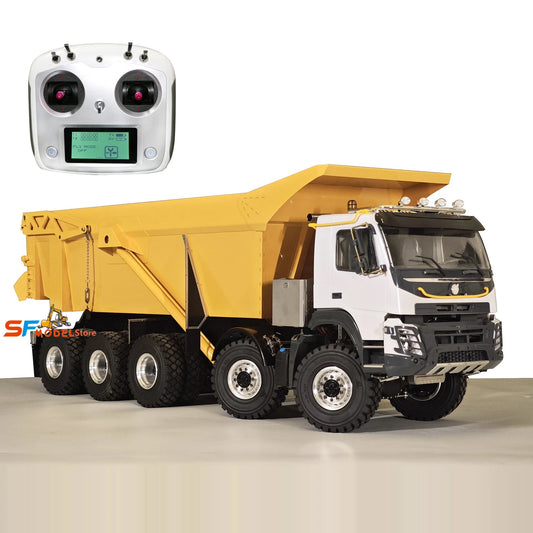JDM 219 RC Truck 1/14 10x10 Hydraulic RC Dump Truck Metal Model with 3-speed Transmission Light Sound Remote Control Car Boy Toy