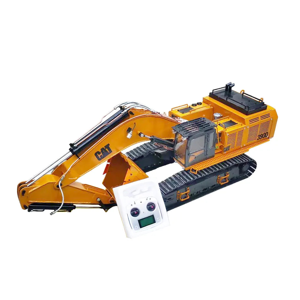 Free Shipping CAT 390D 1/8 RC Hydraulic Excavator Metal Twin Cylinder Heavy Duty Mining Custom Excavator Model Toy