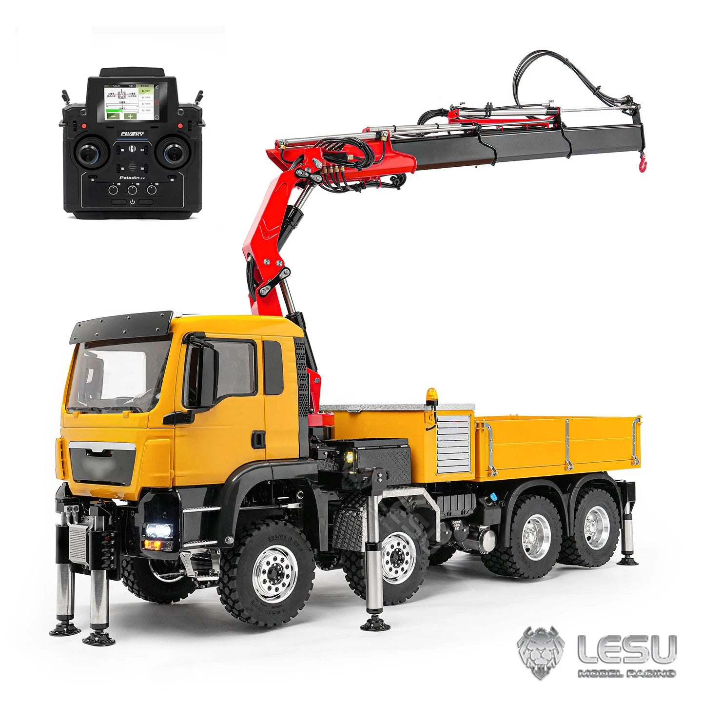 LESU TGS 8X8 Truck-Mounted Crane Truck 1/14 RC Hydraulic Crane Dump Truck Metal Model Remote Control Car Model Toy LS-Z0082