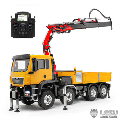 LESU TGS 8X8 Truck-Mounted Crane Truck 1/14 RC Hydraulic Crane Dump Truck Metal Model Remote Control Car Model Toy LS-Z0082