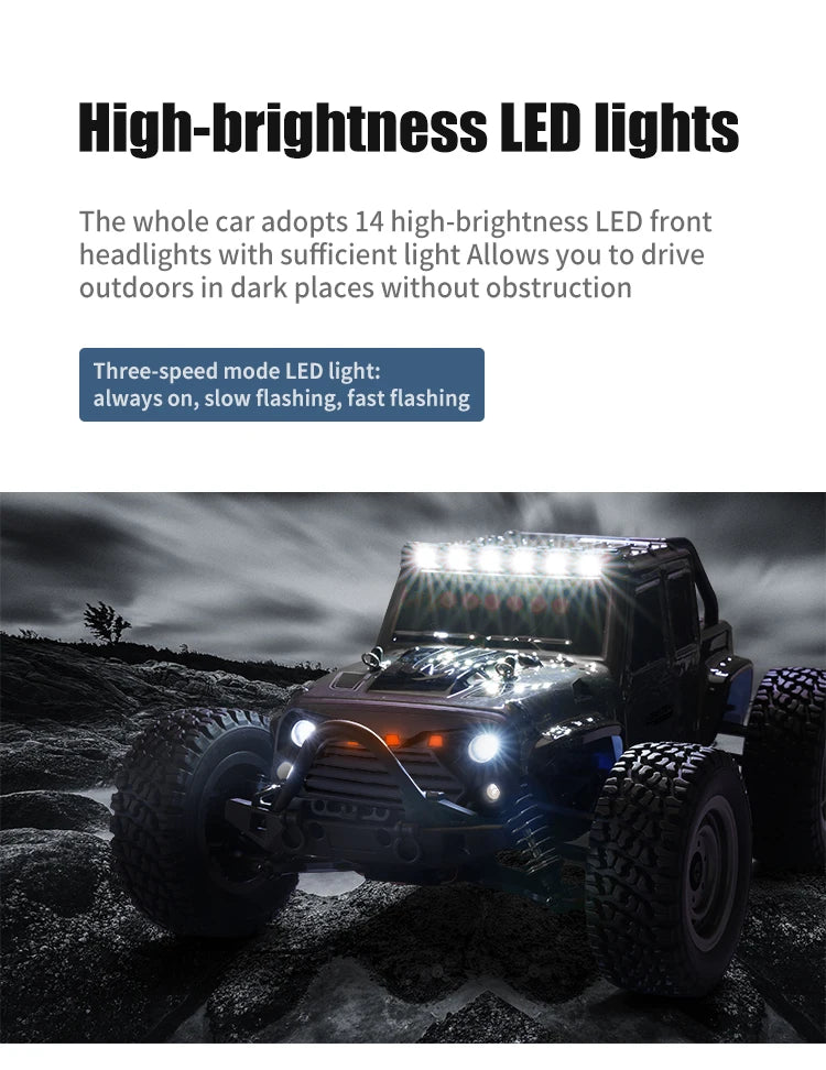 1/16 70KM/H or 50KM/H 4WD RC Car with LED Remote Control Cars High Speed Drift Monster Truck for Kids Vs Wltoys 144001 Toys