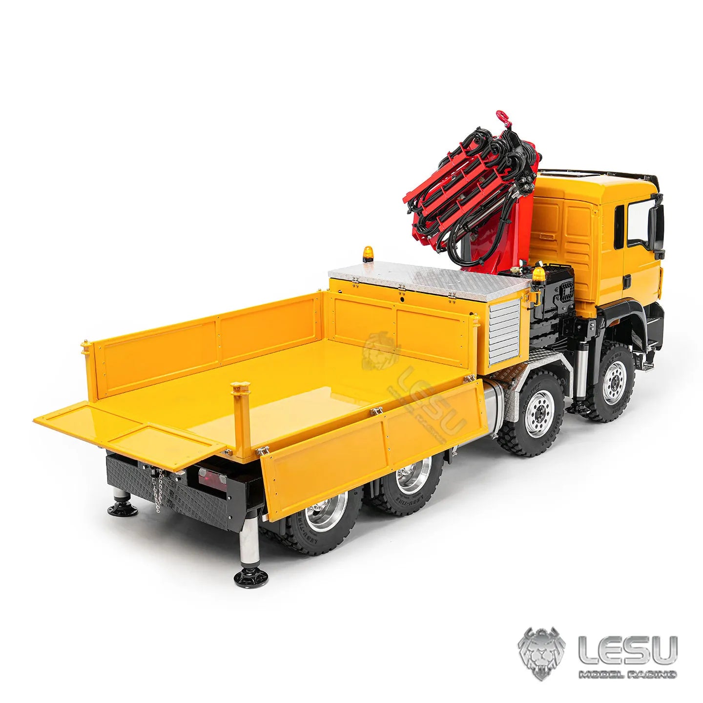 LESU TGS 8X8 Truck-Mounted Crane Truck 1/14 RC Hydraulic Crane Dump Truck Metal Model Remote Control Car Model Toy LS-Z0082