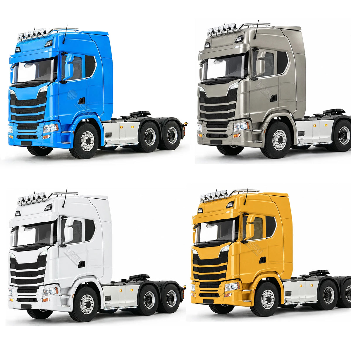 LESU 6X6 RC Trailer 1/14 770S RC Tractor Model with Differential Lock Transmission Airbag Suspension Door Start RC Truck Toy