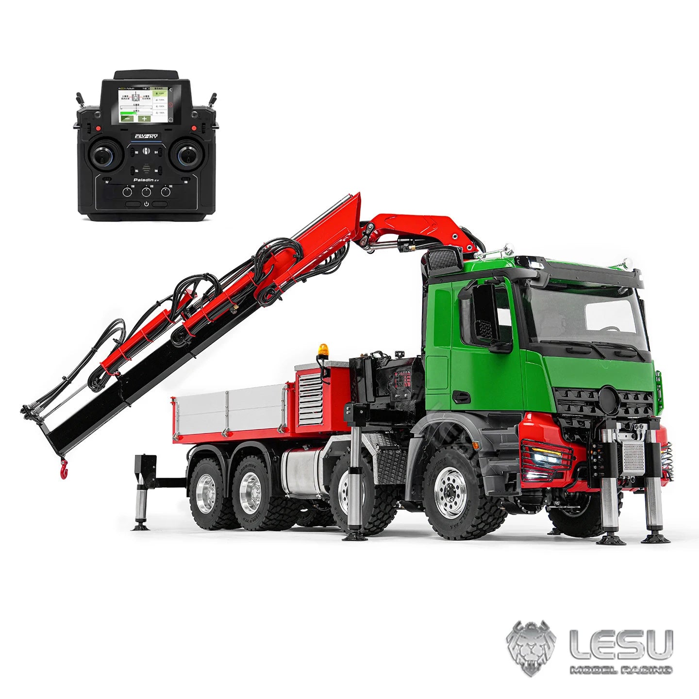 LESU 3363 Truck-Mounted Crane Truck 1/14 8x8 RC Hydraulic Crane Dump Truck Metal Model Toy LS-Z0080 Remote Control Car