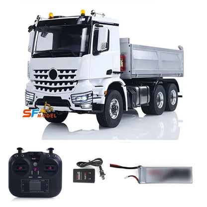RC Trucks 1/14 6x6 RTR Hydraulic RC Dump Truck Metal Chassis with Light and Sound System Radio Remote Control Car Model Boy Toy