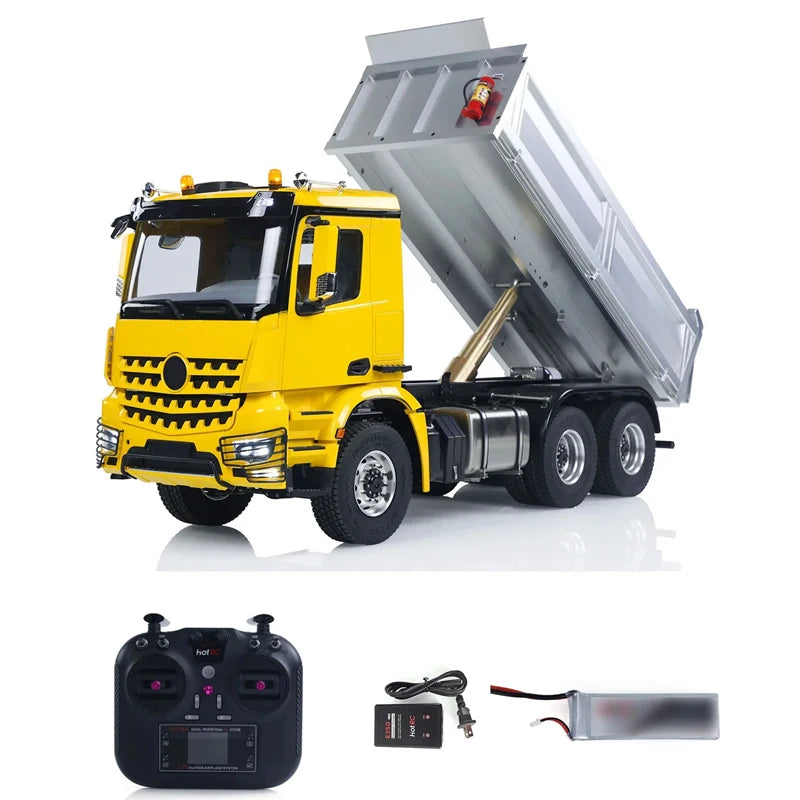RC Trucks 1/14 6x6 RTR Hydraulic RC Dump Truck Metal Chassis with Light and Sound System Radio Remote Control Car Model Boy Toy