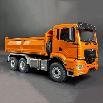 6x6 Metal RC Truck 1/14 RC Hydraulic Dump Truck CNC Metal Head Shell with Light and Sound System Metal RC Car Model Toy for Boys