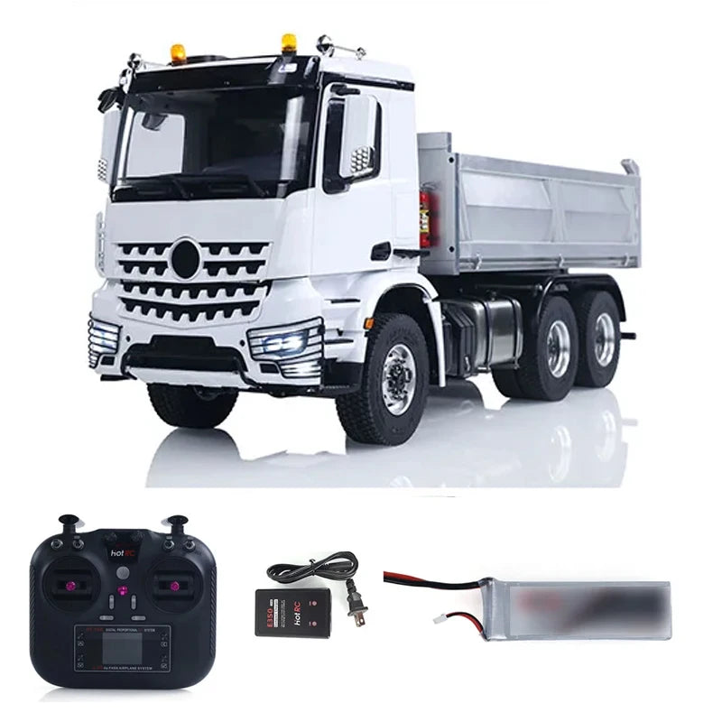 RC Trucks 1/14 6x6 RTR Hydraulic RC Dump Truck Metal Chassis with Light and Sound System Radio Remote Control Car Model Boy Toy