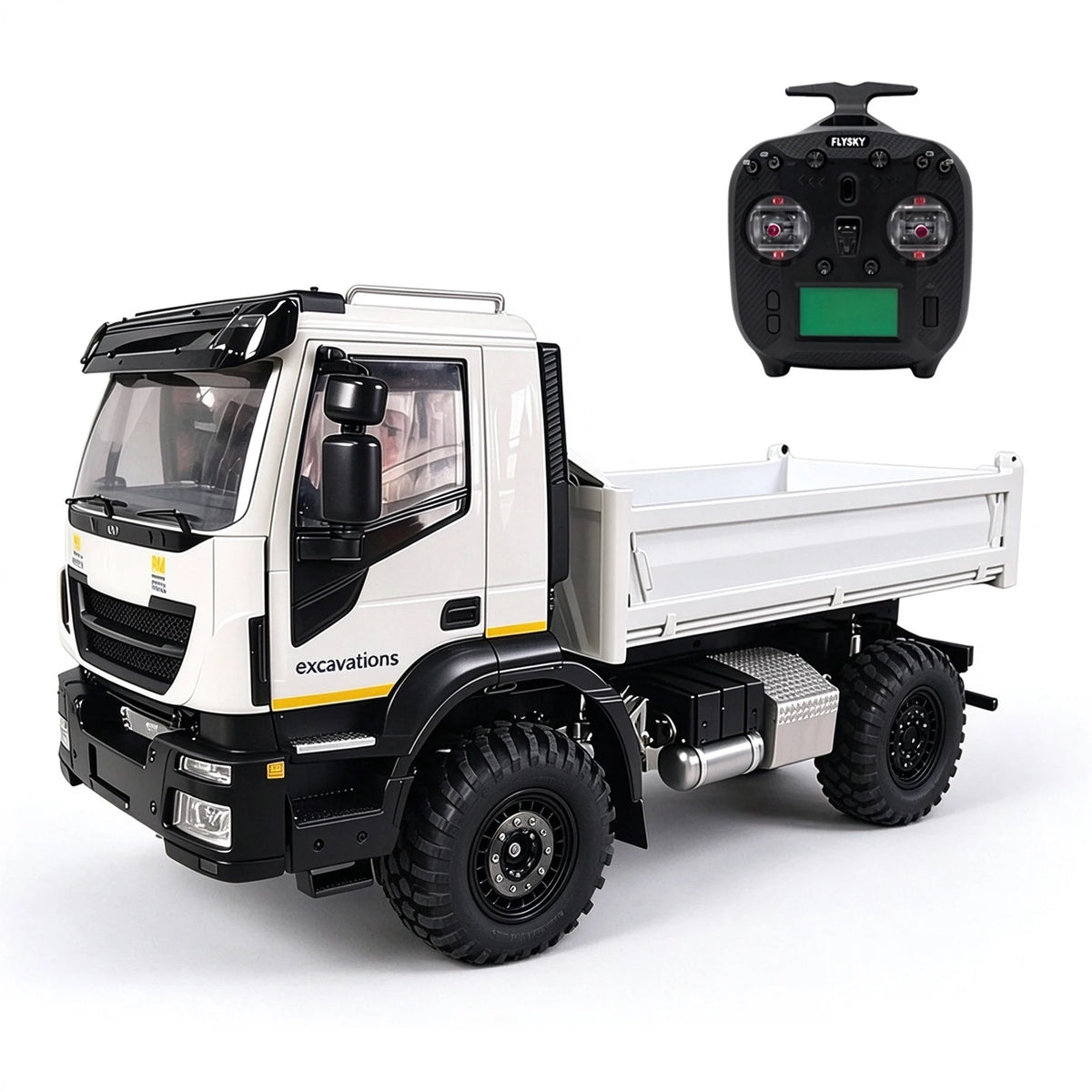 1/14 RC Hydraulic Dump Truck 4X4 Metal Axle 2-Speed Gearbox with Light Sound System Remote Control Car Model Toy