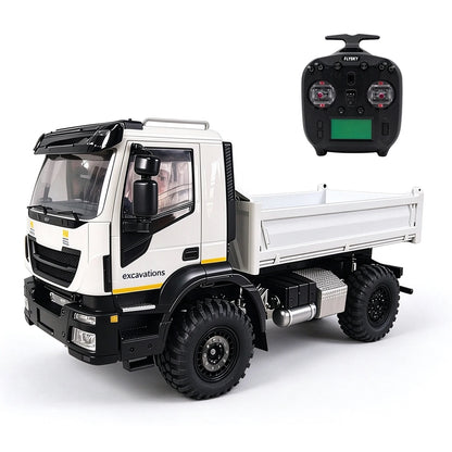 1/14 RC Hydraulic Dump Truck 4X4 Metal Axle 2-Speed Gearbox with Light Sound System Remote Control Car Model Toy