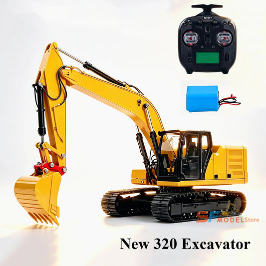 320 Excavator 1/14 Hydraulic RC Excavator Metal Model RTR Equipped with 8-way Valve Lighting System RC Engineering Truck Toy
