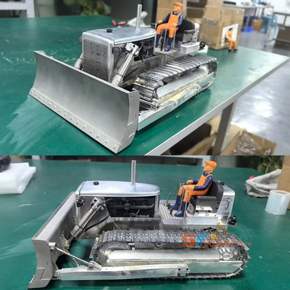 RC Bulldozer D7 1/14 Hydraulic RC Bulldozer Metal Model with Lighting and Sound System RTR Version Remote Control Car Model Toy