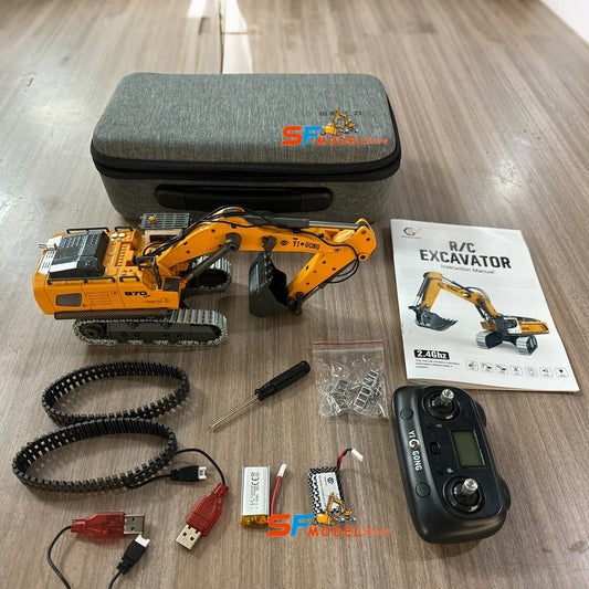 Mini Excavator 1/50 970 Electric Excavator Simulation Model with Lighting System Desktop Remote Control Excavator Model Toy