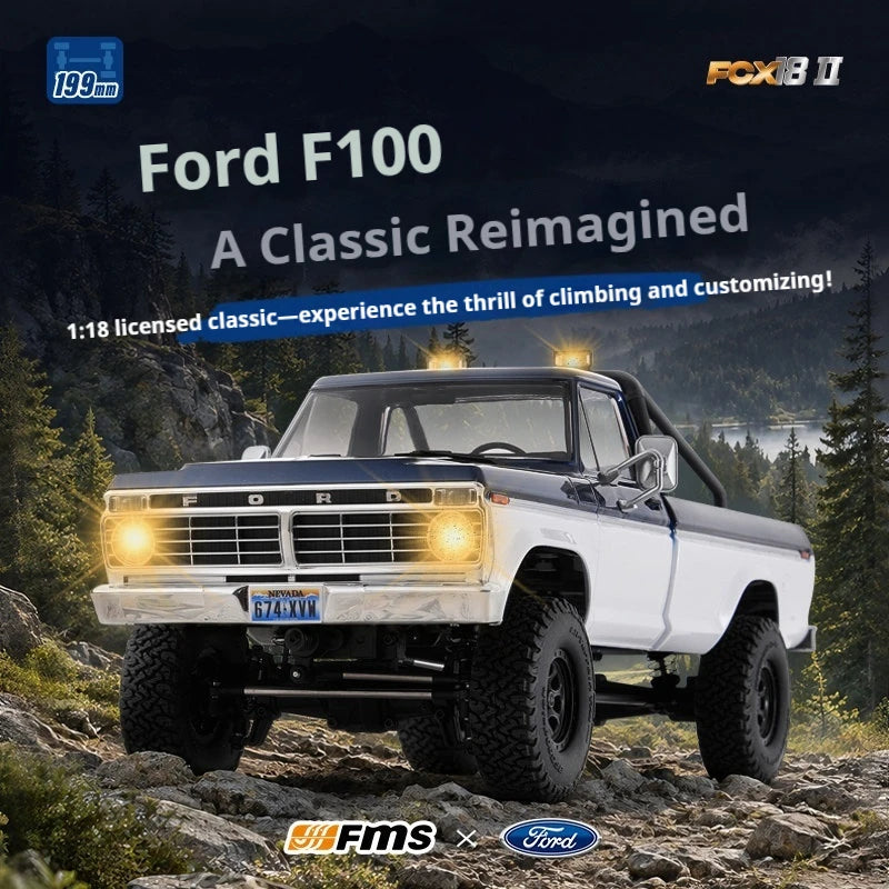 FMS 1/18 FCX18 Ford F100 RTR 4WD RC Crawler, Classic Scale Off-Road Pickup Truck