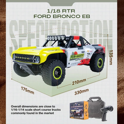 FMS FCS18 1/18 4WD RC Rock Racer - Ford Bronco U4 High-Speed Off-Road Truck RTR