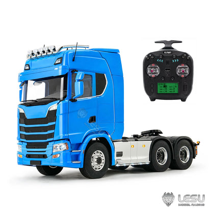 LESU 6X6 RC Trailer 1/14 770S RC Tractor Model with Differential Lock Transmission Airbag Suspension Door Start RC Truck Toy