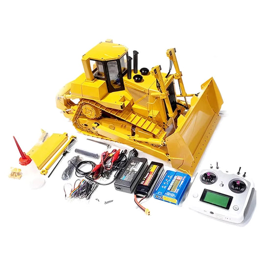 JDM 98 DXR2 D9T RC Hydraulic Bulldozer 1/14 RC Bulldozer Heavy Metal Model with Light and Sound Set RTR Remote Control Car Toy