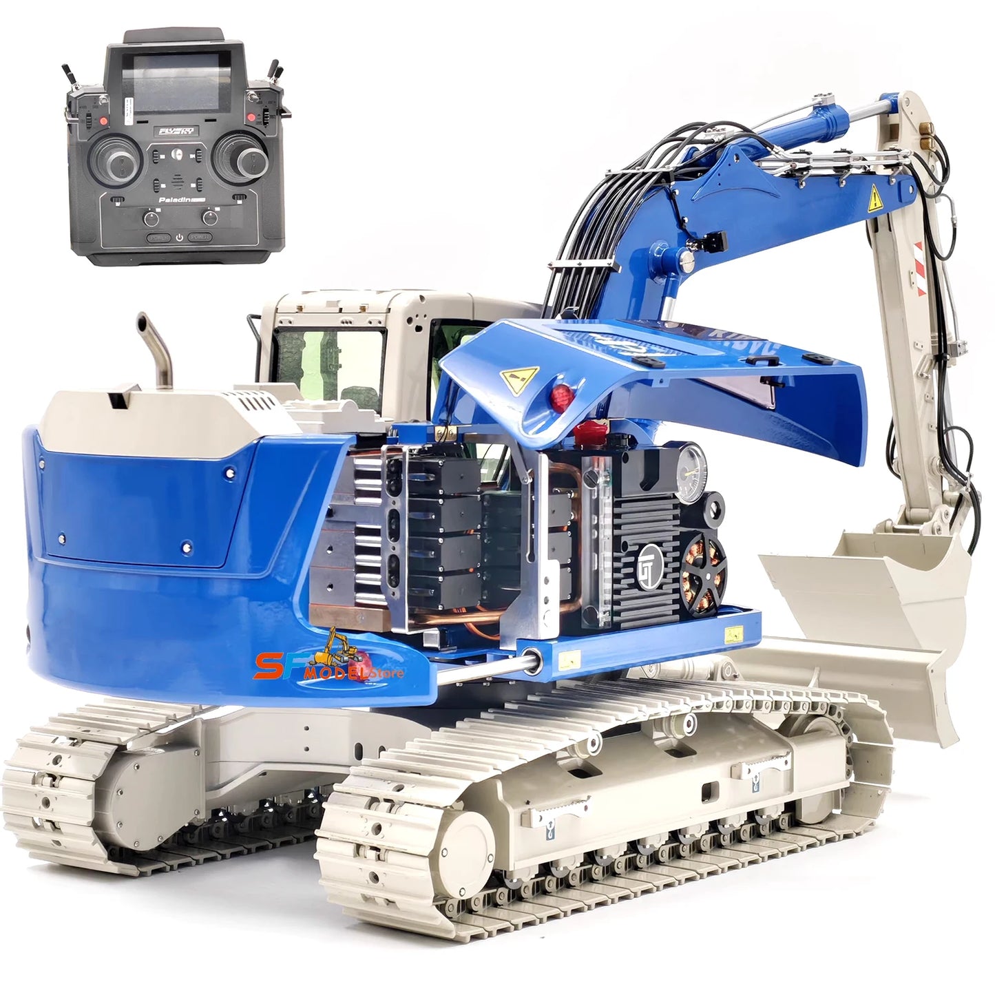 R920 RC Hydraulic Excavator 1/14 JDM-208 Tracked Excavator Metal Model with Lights and Sound System Remote Control Truck Toy