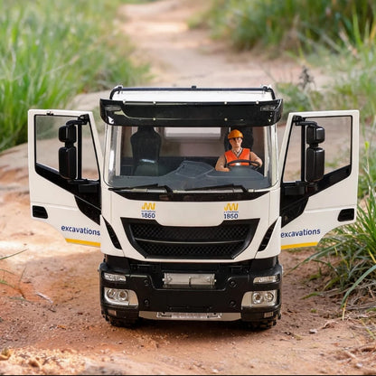 1/14 RC Hydraulic Dump Truck 4X4 Metal Axle 2-Speed Gearbox with Light Sound System Remote Control Car Model Toy
