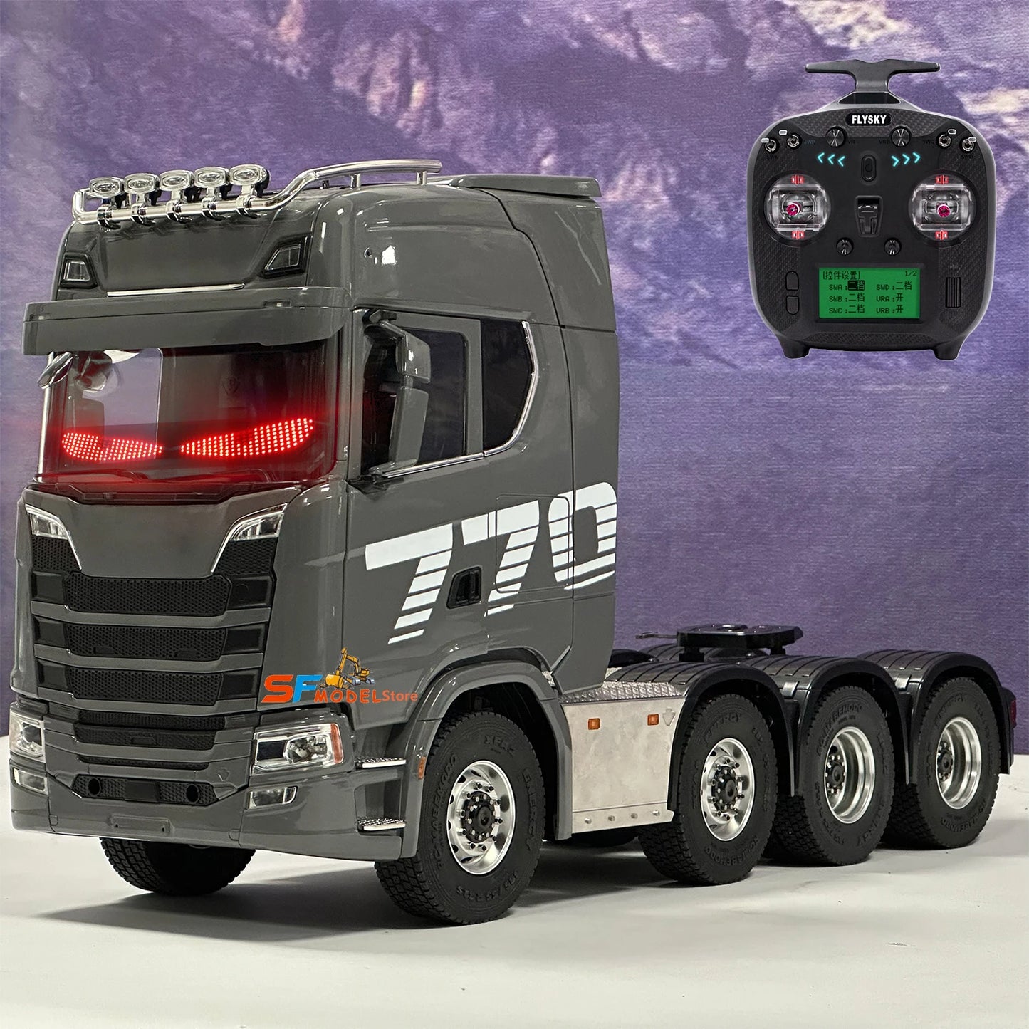 8x8 Upgraded RC Tractor 1/14 Remote Control Trailer Model with Lighting and Sound System Remote Control Truck Toys for Boys