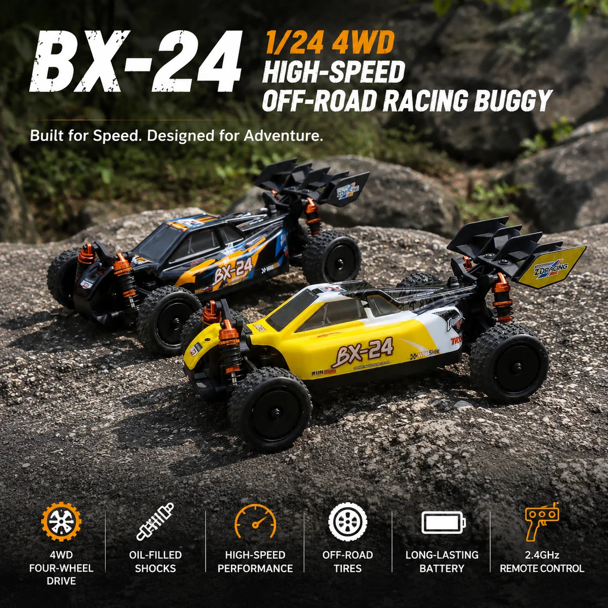 ZD Racing BX-24 1/24 Brushless 4WD RC Buggy RTR - High Speed Off-Road Racing Car