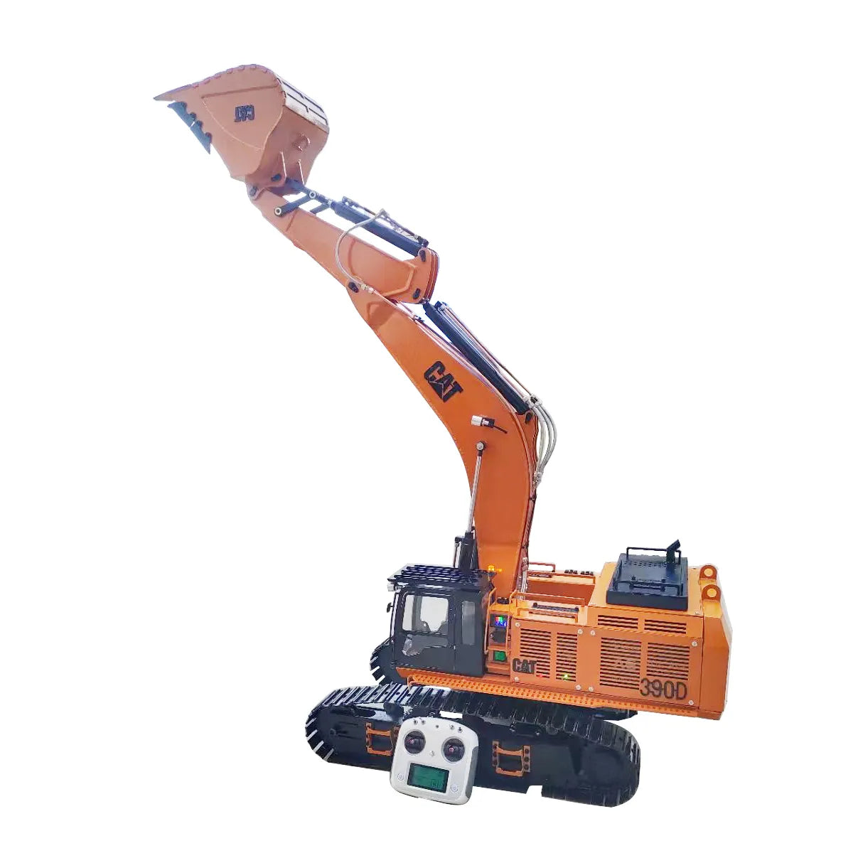 Free Shipping CAT 390D 1/8 RC Hydraulic Excavator Metal Twin Cylinder Heavy Duty Mining Custom Excavator Model Toy