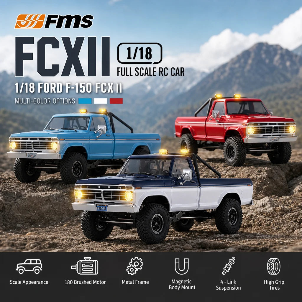 FMS 1/18 FCX18 Ford F100 RTR 4WD RC Crawler, Classic Scale Off-Road Pickup Truck