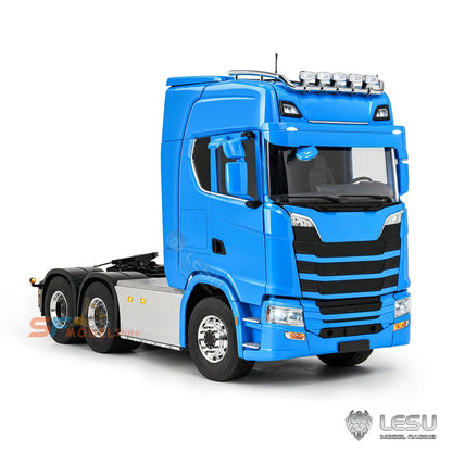LESU 6X6 RC Trailer 1/14 770S RC Tractor Model with Differential Lock Transmission Airbag Suspension Door Start RC Truck Toy
