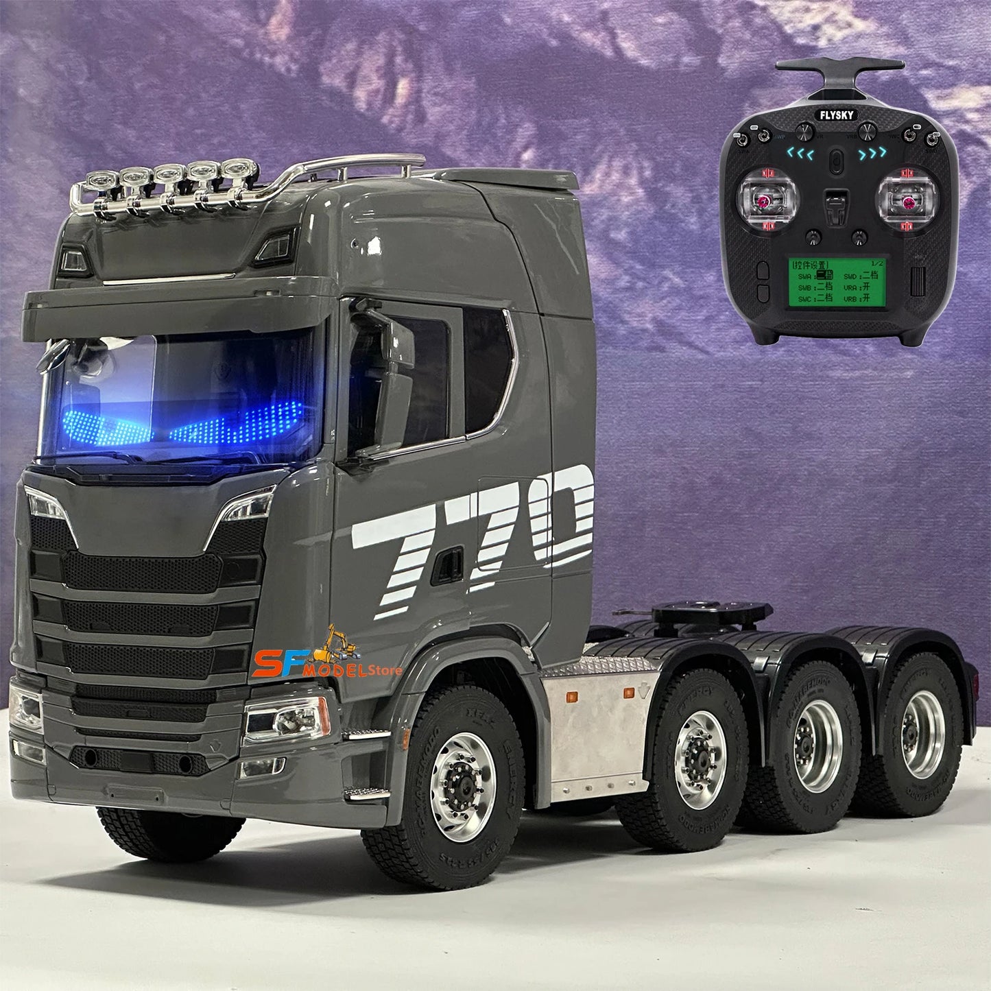 8x8 Upgraded RC Tractor 1/14 Remote Control Trailer Model with Lighting and Sound System Remote Control Truck Toys for Boys