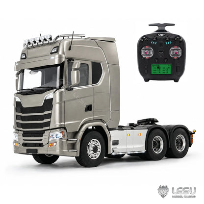 LESU 6X6 RC Trailer 1/14 770S RC Tractor Model with Differential Lock Transmission Airbag Suspension Door Start RC Truck Toy