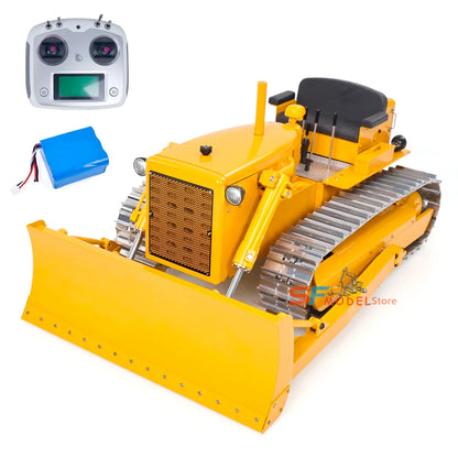 RC Bulldozer D7 1/14 Hydraulic RC Bulldozer Metal Model with Lighting and Sound System RTR Version Remote Control Car Model Toy