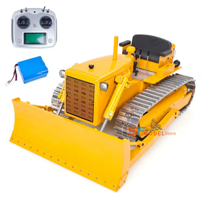 RC Bulldozer D7 1/14 Hydraulic RC Bulldozer Metal Model with Lighting and Sound System RTR Version Remote Control Car Model Toy