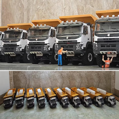 JDM 219 RC Truck 1/14 10x10 Hydraulischer RC-Muldenkipper Metallmodell mit 3-Gang-Getriebe, Licht und Sound, ferngesteuertes Auto, Spielzeug für Jungen 