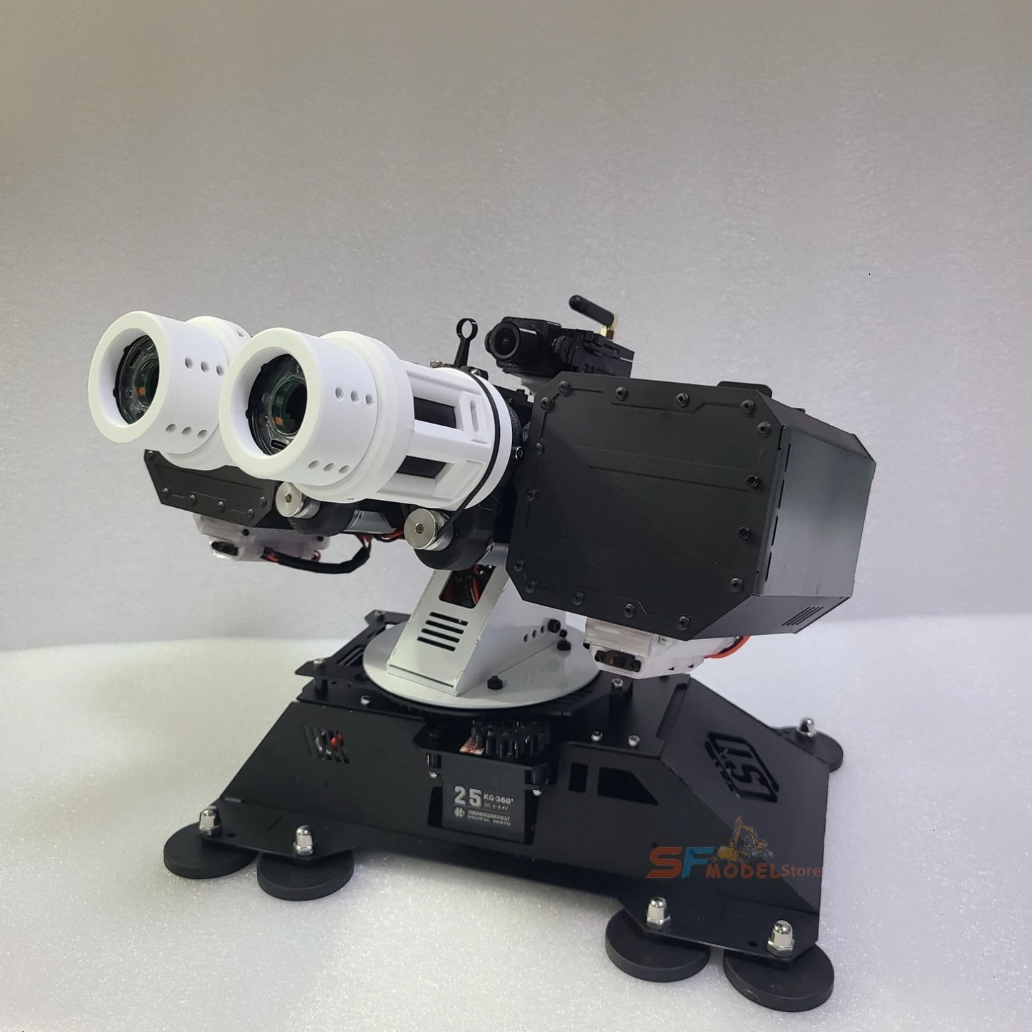 SF Fortress Turret Remote Control Dual-Barrel Cannon Toy Can Fire Water Bullets and Rotate 360°