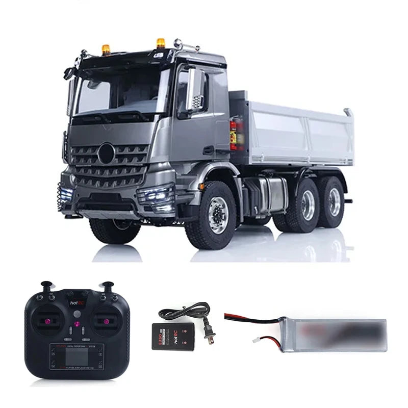 RC Trucks 1/14 6x6 RTR Hydraulic RC Dump Truck Metal Chassis with Light and Sound System Radio Remote Control Car Model Boy Toy