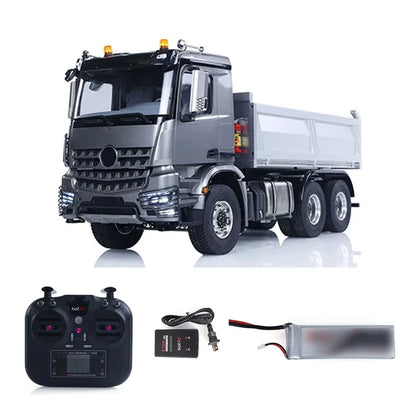 RC Trucks 1/14 6x6 RTR Hydraulic RC Dump Truck Metal Chassis with Light and Sound System Radio Remote Control Car Model Boy Toy