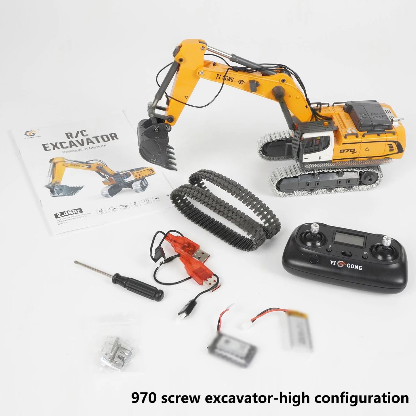 Mini Excavator 1/50 970 Electric Excavator Simulation Model with Lighting System Desktop Remote Control Excavator Model Toy