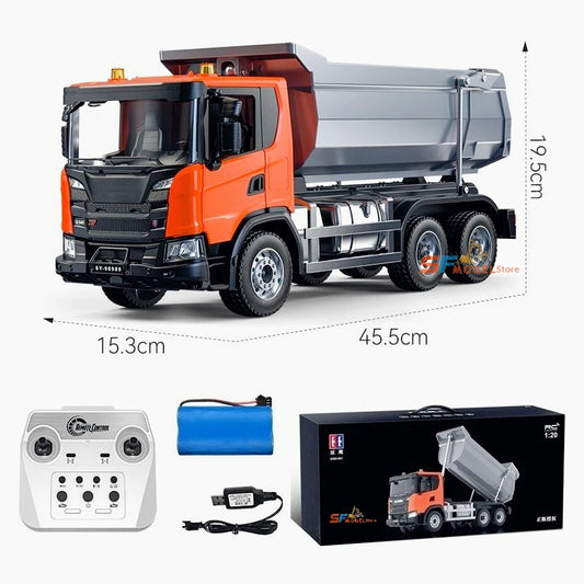Scania G540 Remote Control Dump Truck 1/20 Double E E593 Electric RC Truck Simulation Model with Lighting and Sound System Toy Car