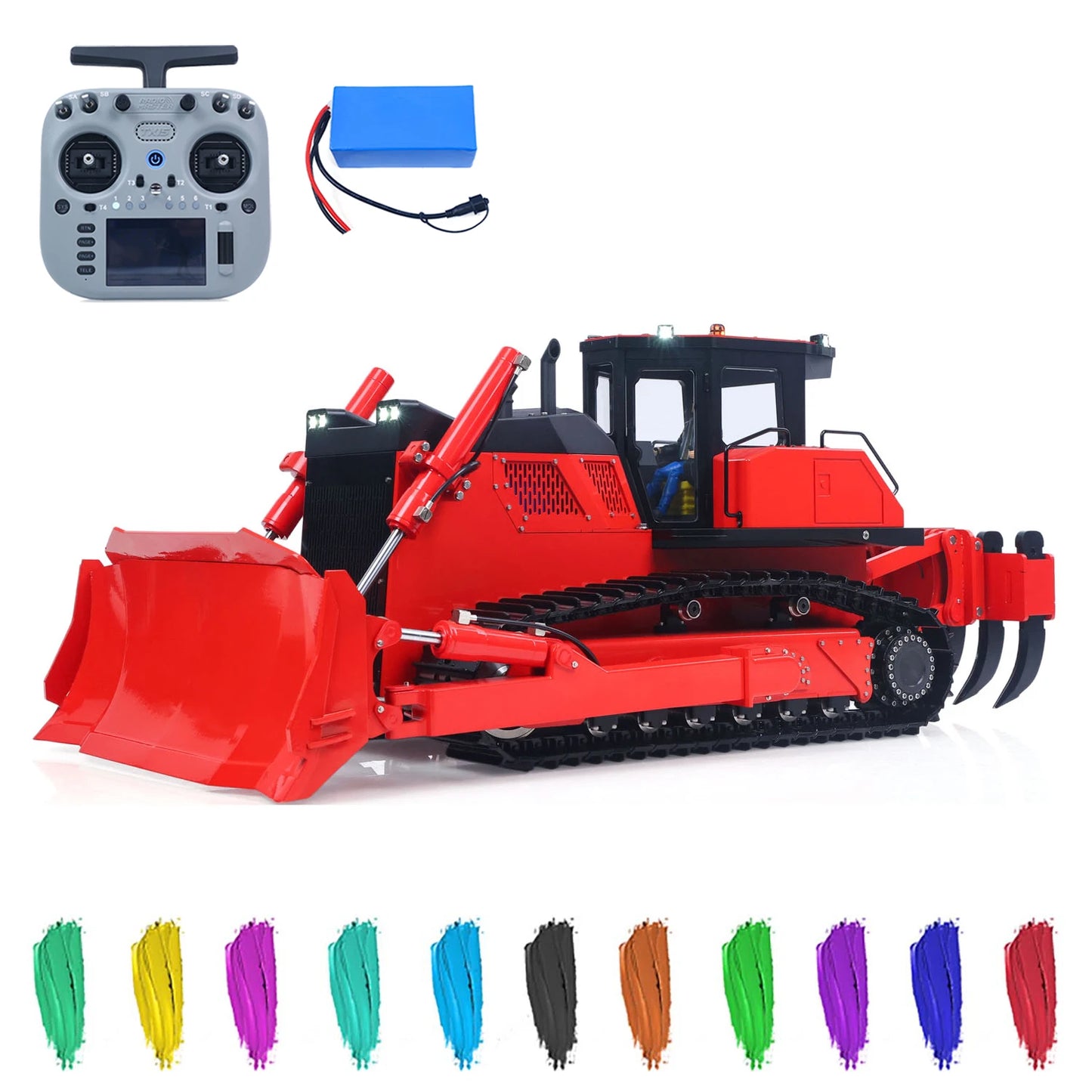 1/12 Scale RTR Hydraulic RC Bulldozer D155AX - 7-Way Valve Brushless Motor Model with Sound & Master TX15