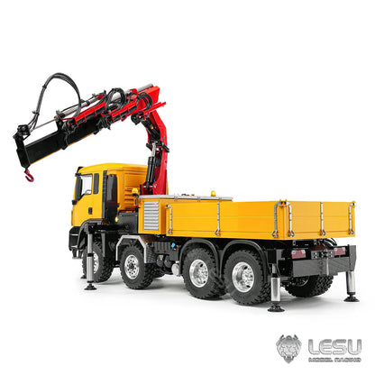LESU TGS 8X8 Truck-Mounted Crane Truck 1/14 RC Hydraulic Crane Dump Truck Metal Model Remote Control Car Model Toy LS-Z0082