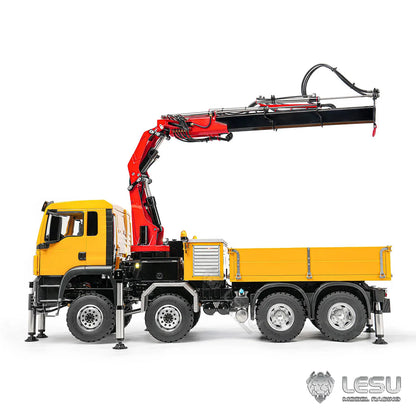 LESU TGS 8X8 Truck-Mounted Crane Truck 1/14 RC Hydraulic Crane Dump Truck Metal Model Remote Control Car Model Toy LS-Z0082