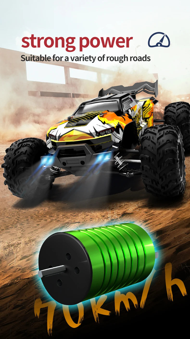 1/16 70KM/H or 50KM/H 4WD RC Car with LED Remote Control Cars High Speed Drift Monster Truck for Kids Vs Wltoys 144001 Toys