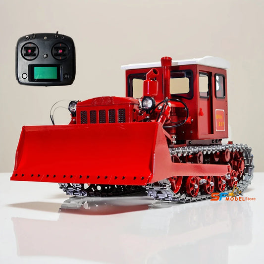 1/12 Hydraulic RC Bulldozer Dongfanghong Crawler Bulldozer Metal Model with Light and Sound System RC Car Model Boy Toys