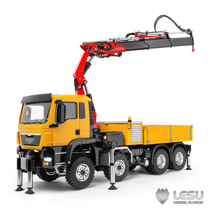 LESU TGS 8X8 Truck-Mounted Crane Truck 1/14 RC Hydraulic Crane Dump Truck Metal Model Remote Control Car Model Toy LS-Z0082