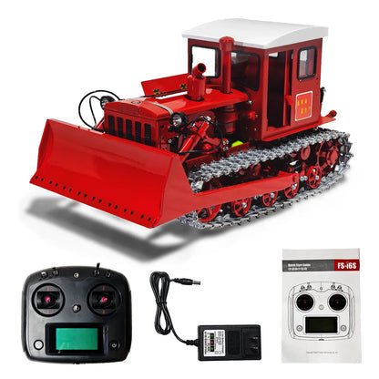 1/12 Hydraulic RC Bulldozer Dongfanghong Crawler Bulldozer Metal Model with Light and Sound System RC Car Model Boy Toys