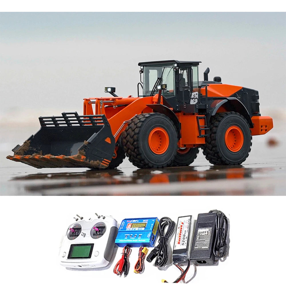 ZW370 RC Loader 1/14 Remote Control Hydraulic Loader Metal Model RTR with Light Sound System Loader Boy Remote Control Car Toy